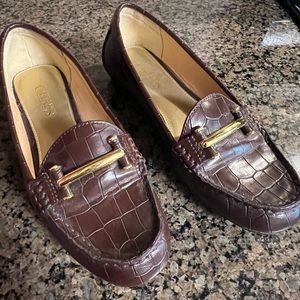 Chaps Brown Crocodile Loafers